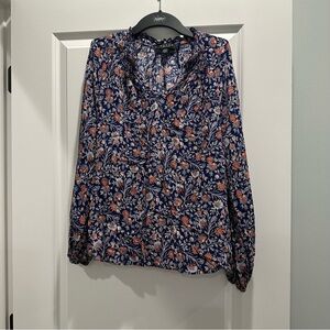 Grace Navy and Orange Floral Blouse